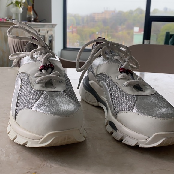 Tosca Blue Metallic Leather Mesh Sneakers - Picture 1 of 5